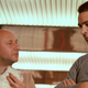 Blofeld with his cat talking to Bond.
